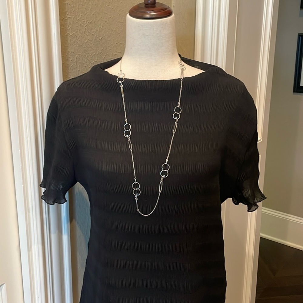 Ann Taylor Long Silvertone Drop Necklace 16.5"